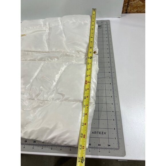 Calvin Klein White Puffer Jacket Down Fill Hidden Hood Women's Size M ~~minty~~ - Picture 14 of 16